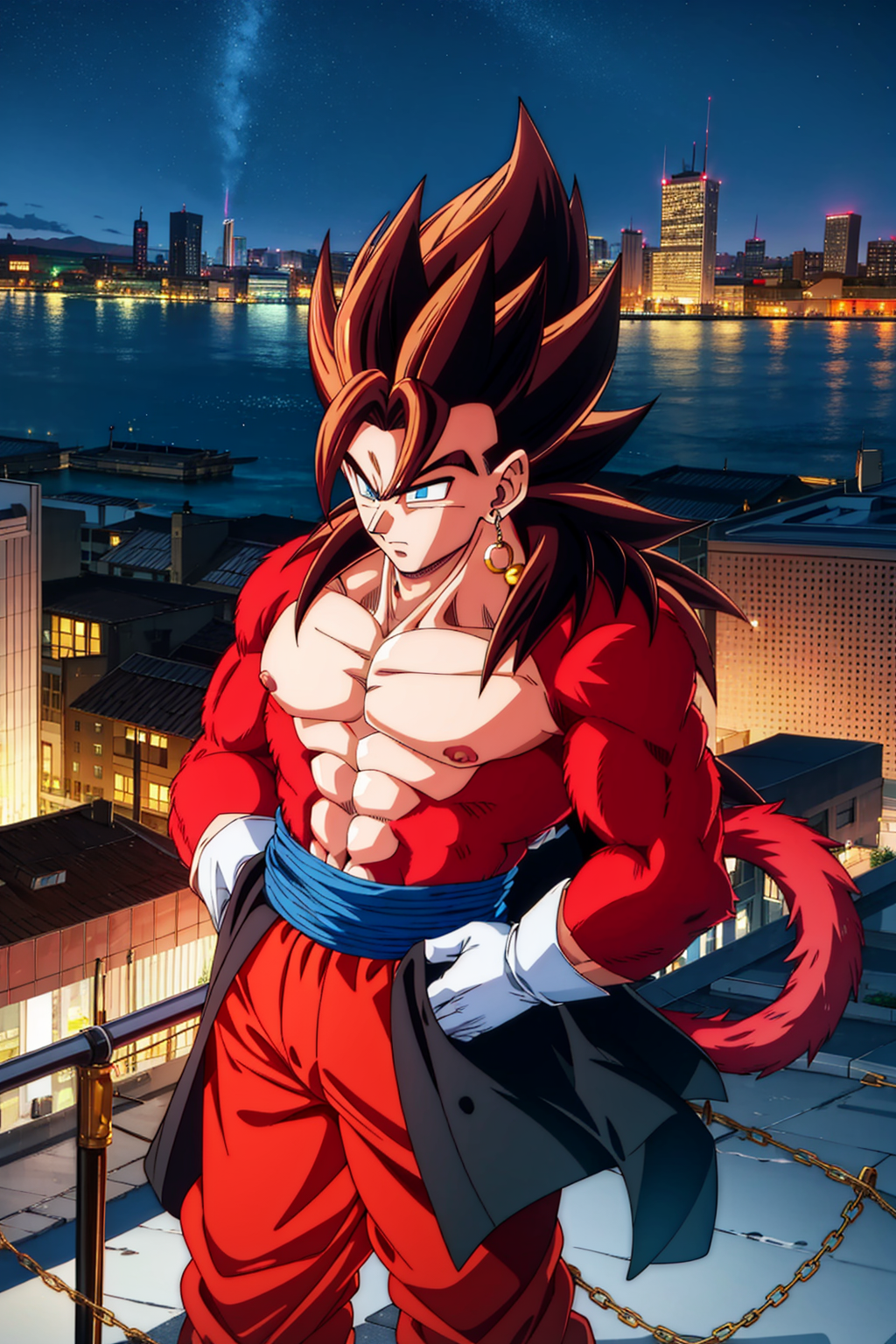 05377-3759218628-Vegetto, 1boy, male focus, blue eyes, monkey tail, solo, earrings, jewelry, body fur, red fur, spiked hair, red pants, no nipple.png